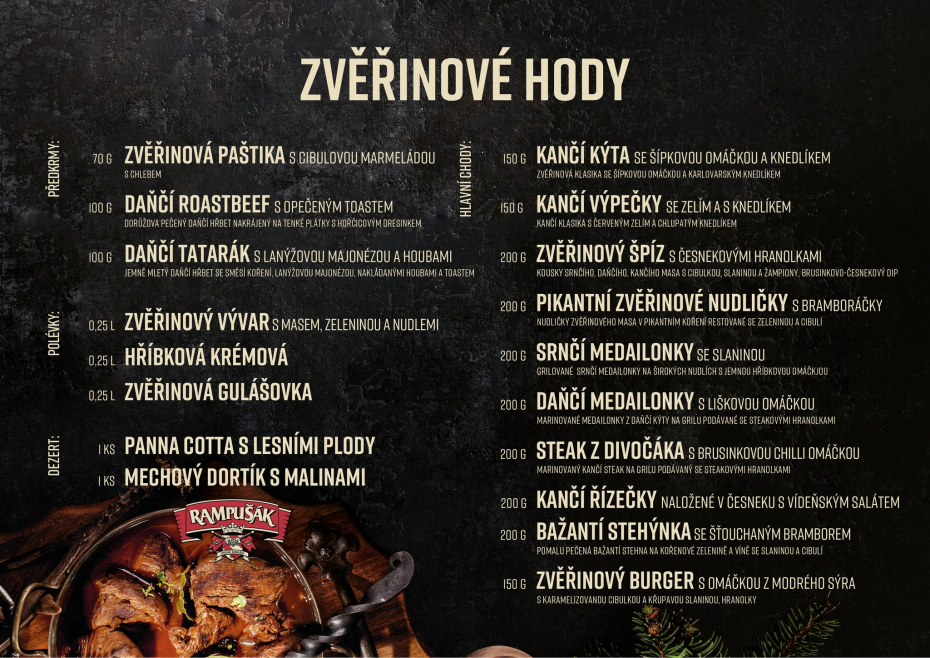 JÍDELNÍ LÍSTEK ZVĚŘINOVÝCH HODŮ JE TADY!